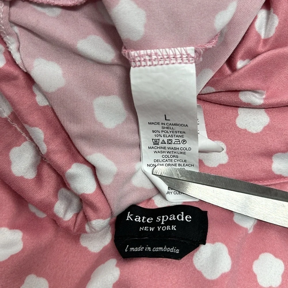 Kate Spade Pajama Set 2 Piece Long Sleeve Button Down Shirt Pants Pink Large